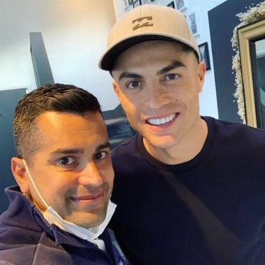 Cristiano Ronaldo with dentist in waiting area